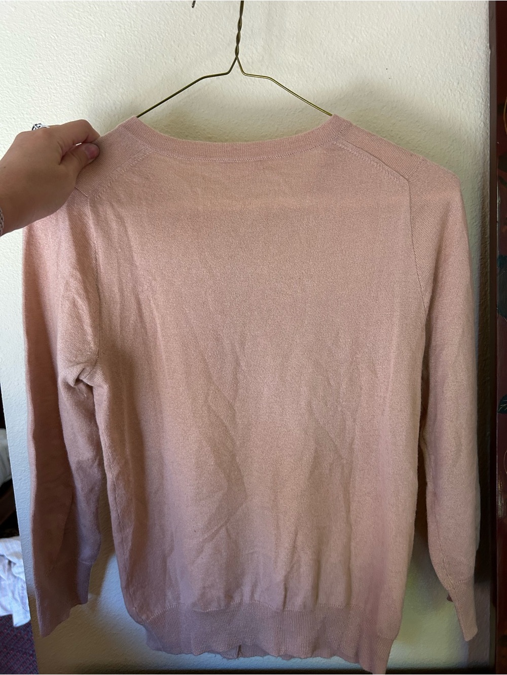 J.Crew 100% Cashmere Cardigan Blush Pink Scalloped Hem Size S - Picture 2 of 5